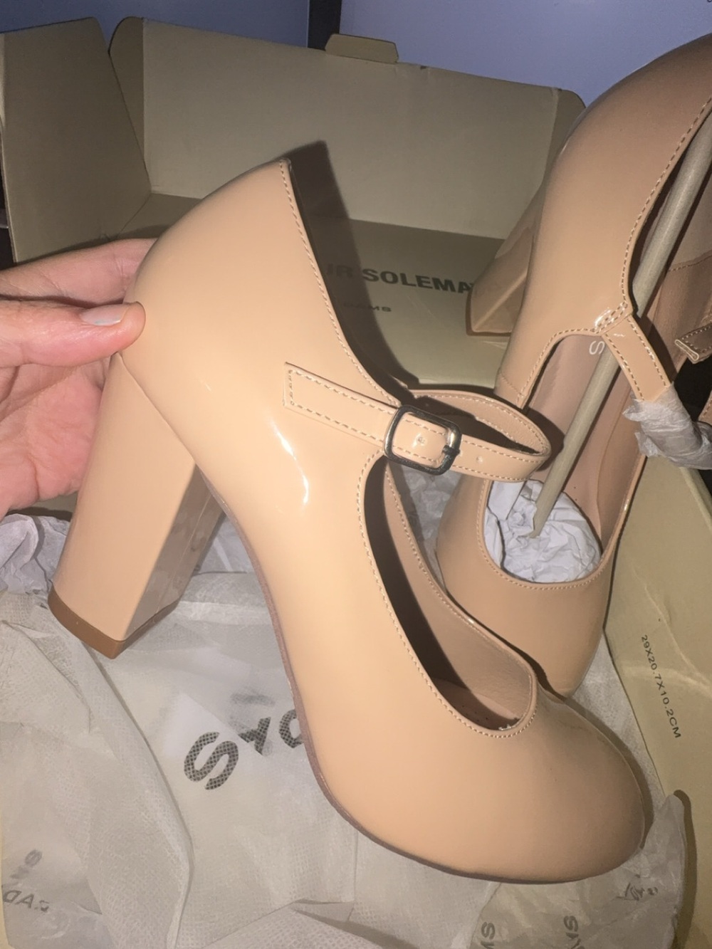 Nude Patent J.Adams Block Heel Pumps - Women's